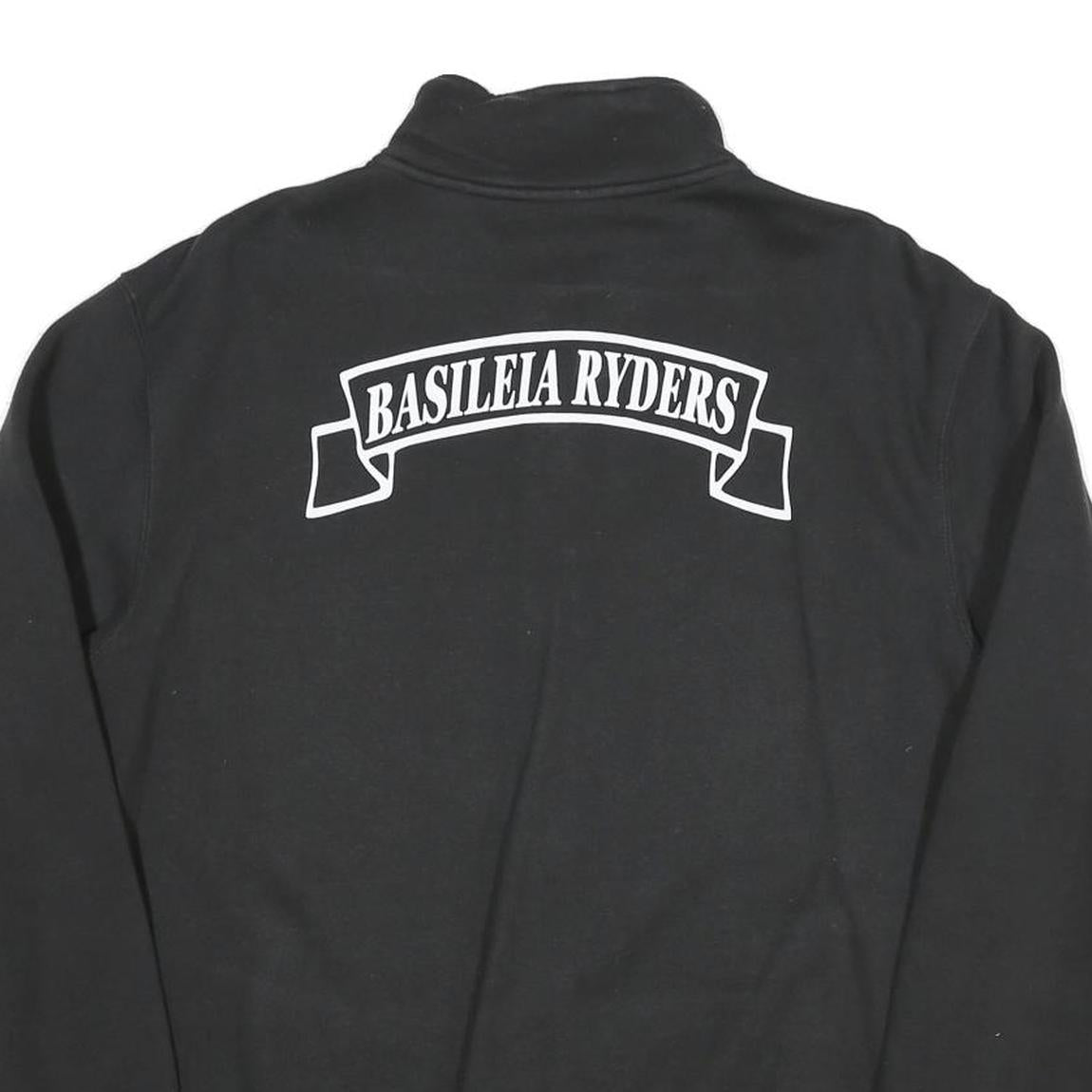 RUSSELL ATHLETIC Mens Black Cotton Blend Zip Jacket L Plain Casual Sportswear