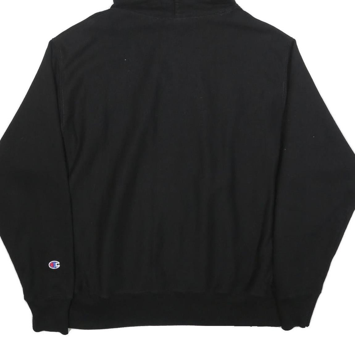 CHAMPION REVERSE WEAVE Mens Black Hoodie L Cotton Pullover Hooded Sweatshirt
