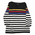 PAPAYA Womens Black & White Striped Patterned Jumper Round Neck Basic Knit UK 16