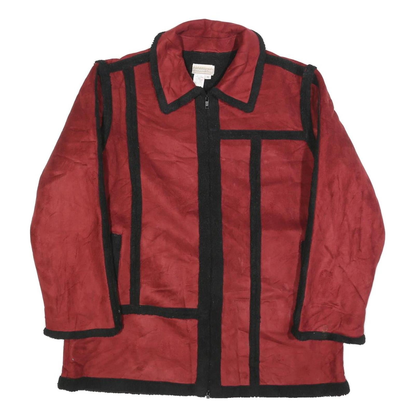 COLDWATER CREEK Womens Red & Black Zip Jacket M Polyester Blend Colourblock