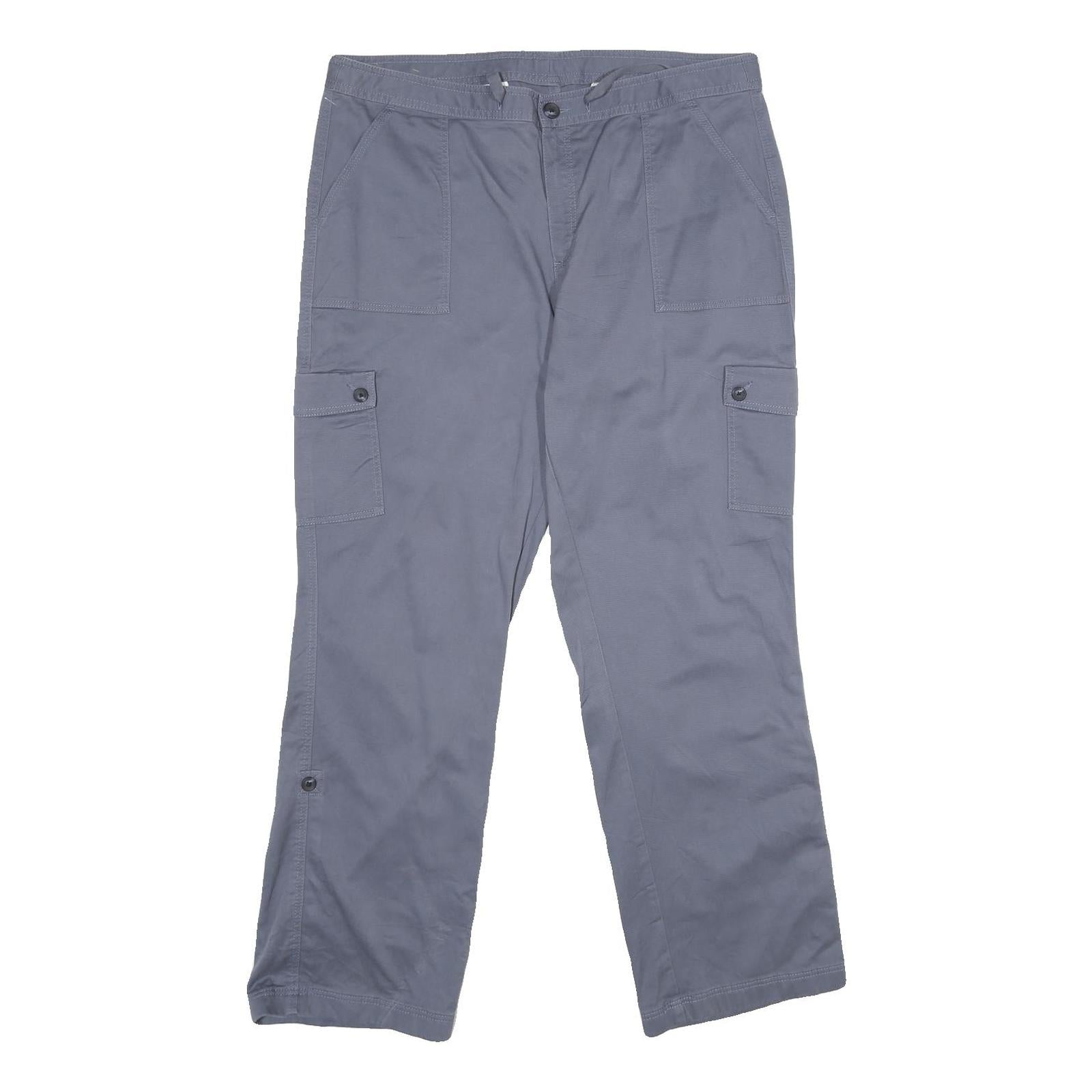 LL BEAN Womens Cotton Regular Cargo Grey Trousers W36 L31 Practical Zip Closure