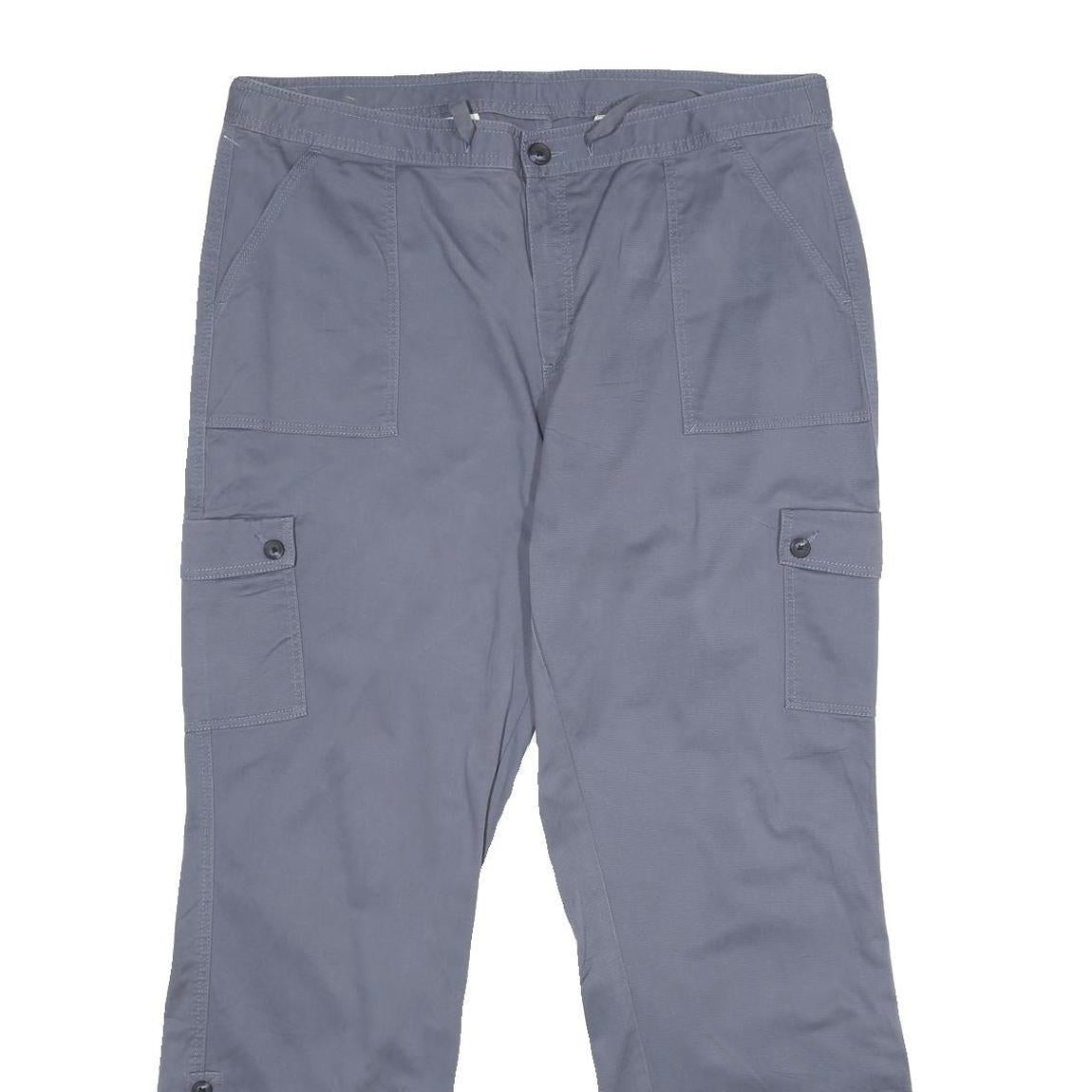 LL BEAN Womens Cotton Regular Cargo Grey Trousers W36 L31 Practical Zip Closure