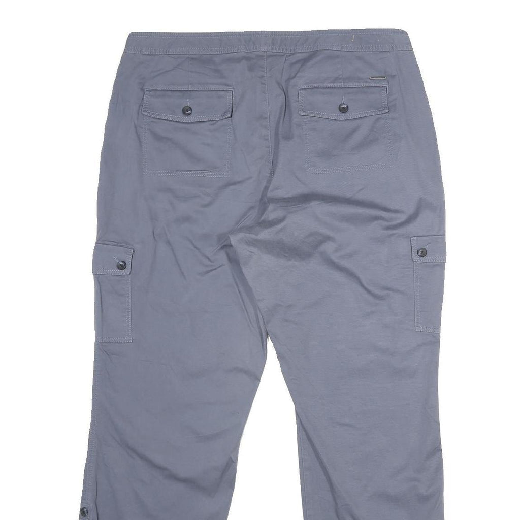 LL BEAN Womens Cotton Regular Cargo Grey Trousers W36 L31 Practical Zip Closure