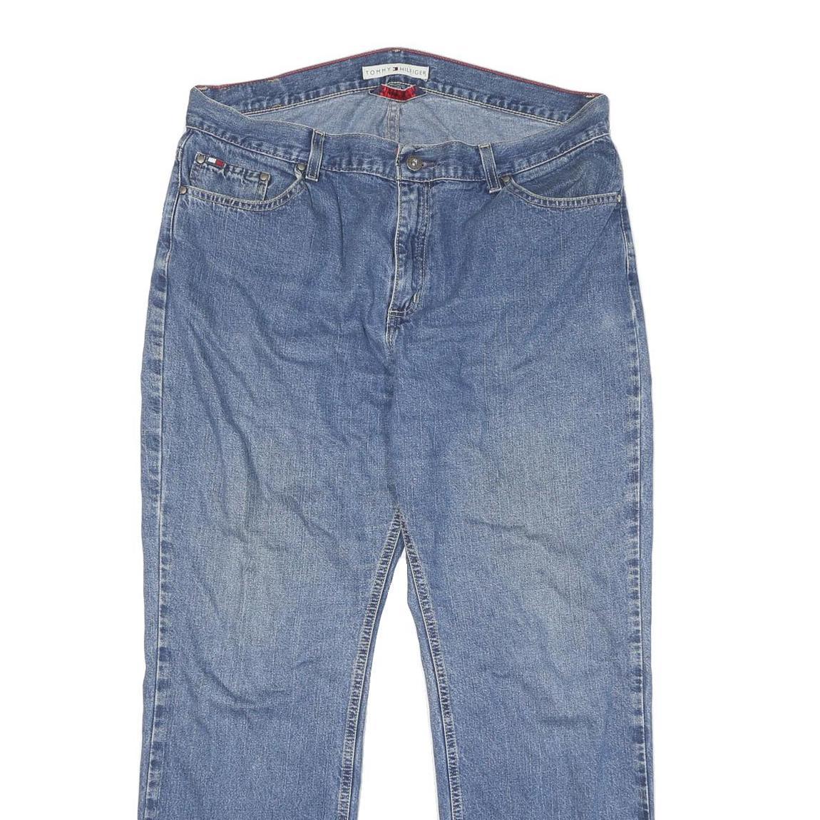 TOMMY HILFIGER Womens Regular Fit Blue Denim Jeans W36 L30 Classic Cotton Blend