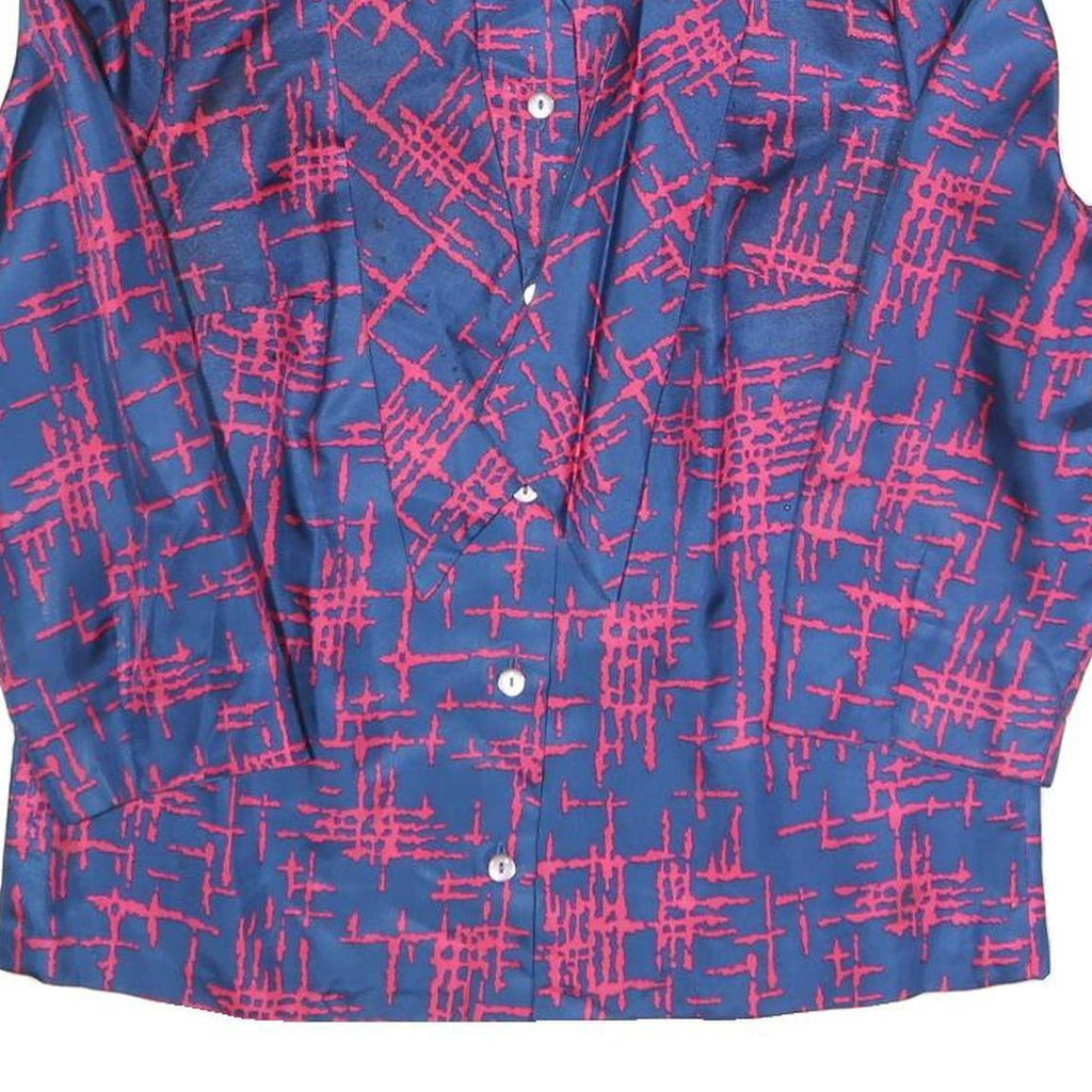 Womens Blue & Pink Printed Shirt Long Sleeve Collared XL Button Up Top Casual