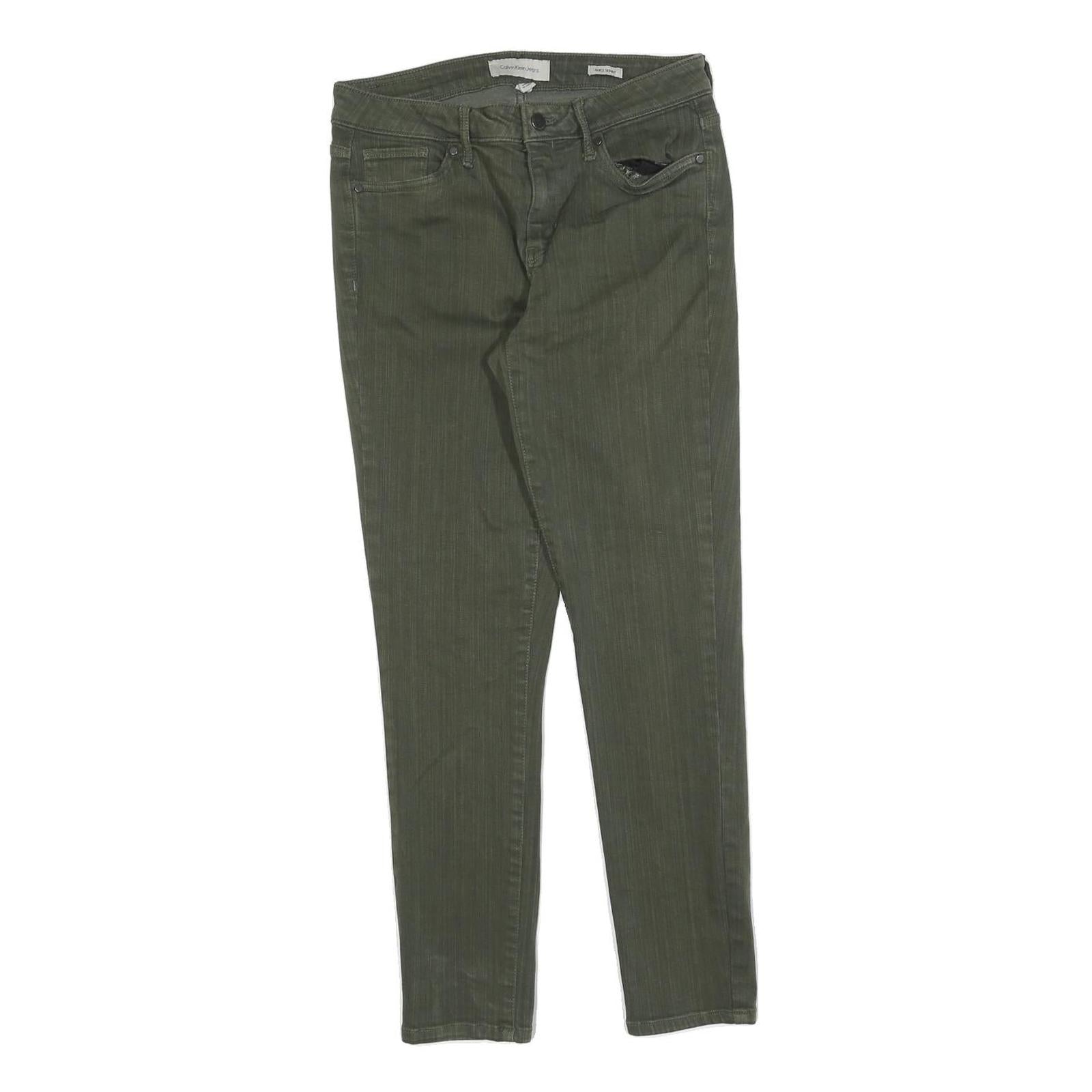 CALVIN KLEIN JEANS Womens Slim Skinny Denim Green W28 L28 Stretch Cotton Blend