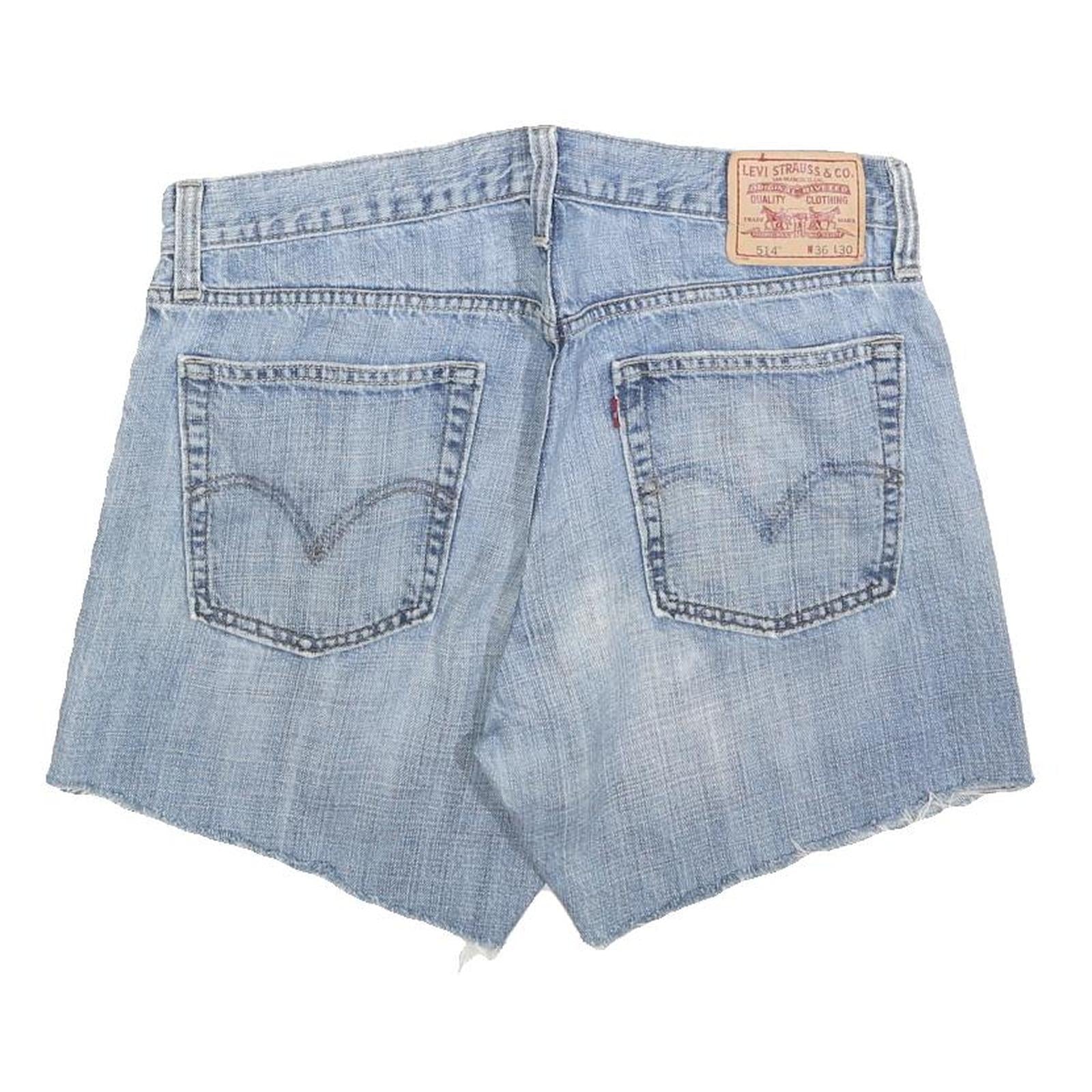 LEVI'S Womens Denim Blue Slim Straight Shorts L W36 Casual Cotton Blend