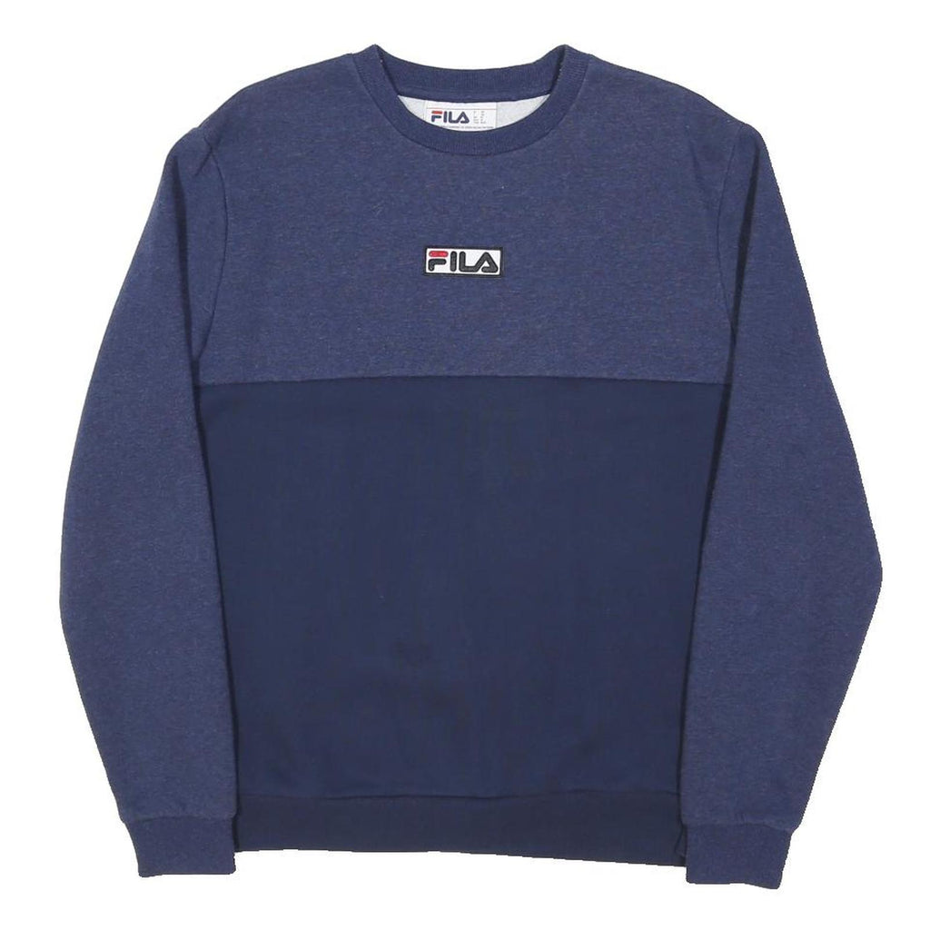 FILA Mens Blue & Navy Crew Neck M Cotton Blend Sweatshirt Logo Athletic Style