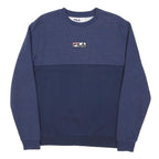 FILA Mens Blue & Navy Crew Neck M Cotton Blend Sweatshirt Logo Athletic Style