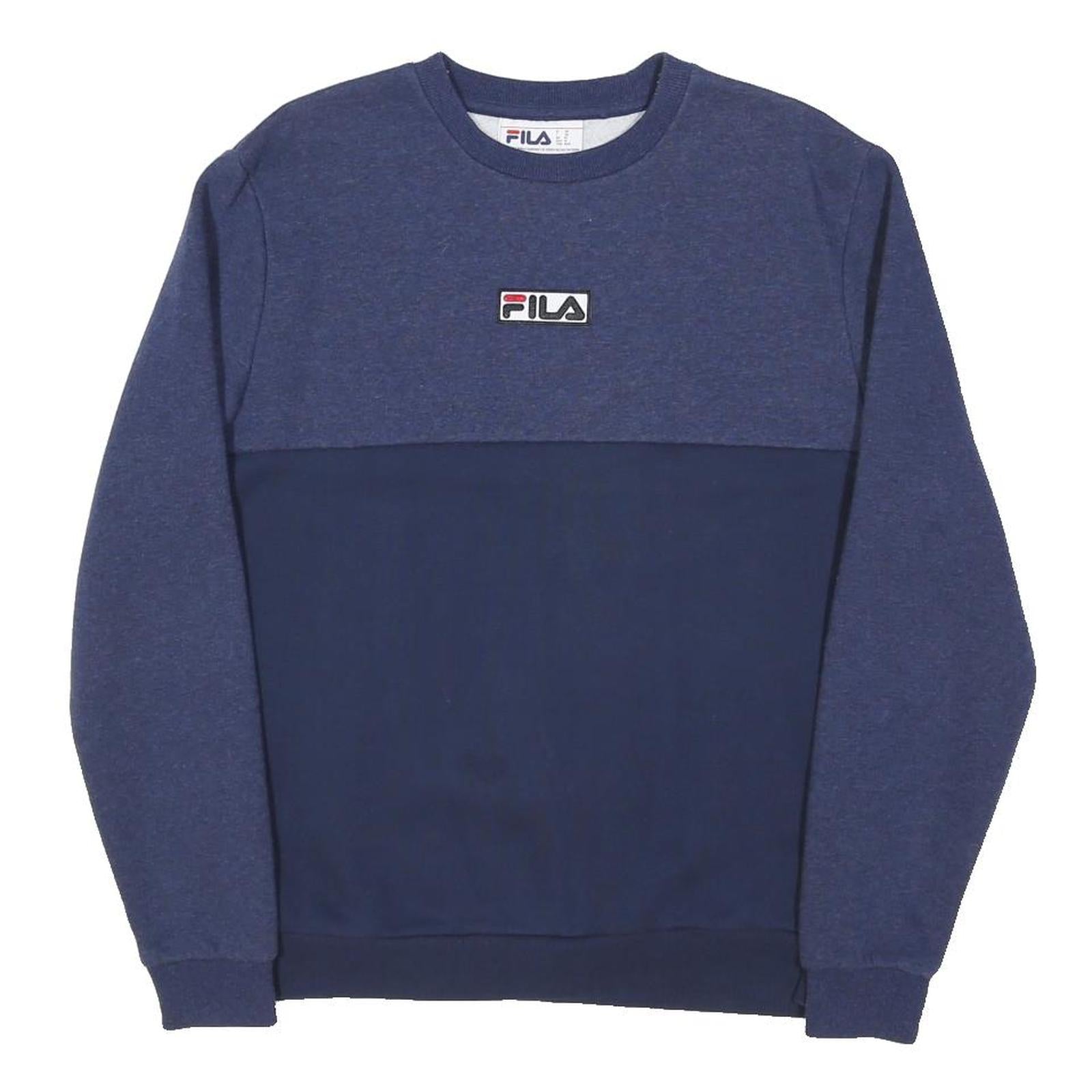 FILA Mens Blue & Navy Crew Neck M Cotton Blend Sweatshirt Logo Athletic Style