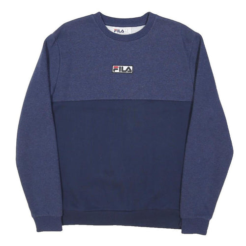 FILA Mens Blue & Navy Crew Neck M Cotton Blend Sweatshirt Logo Athletic Style