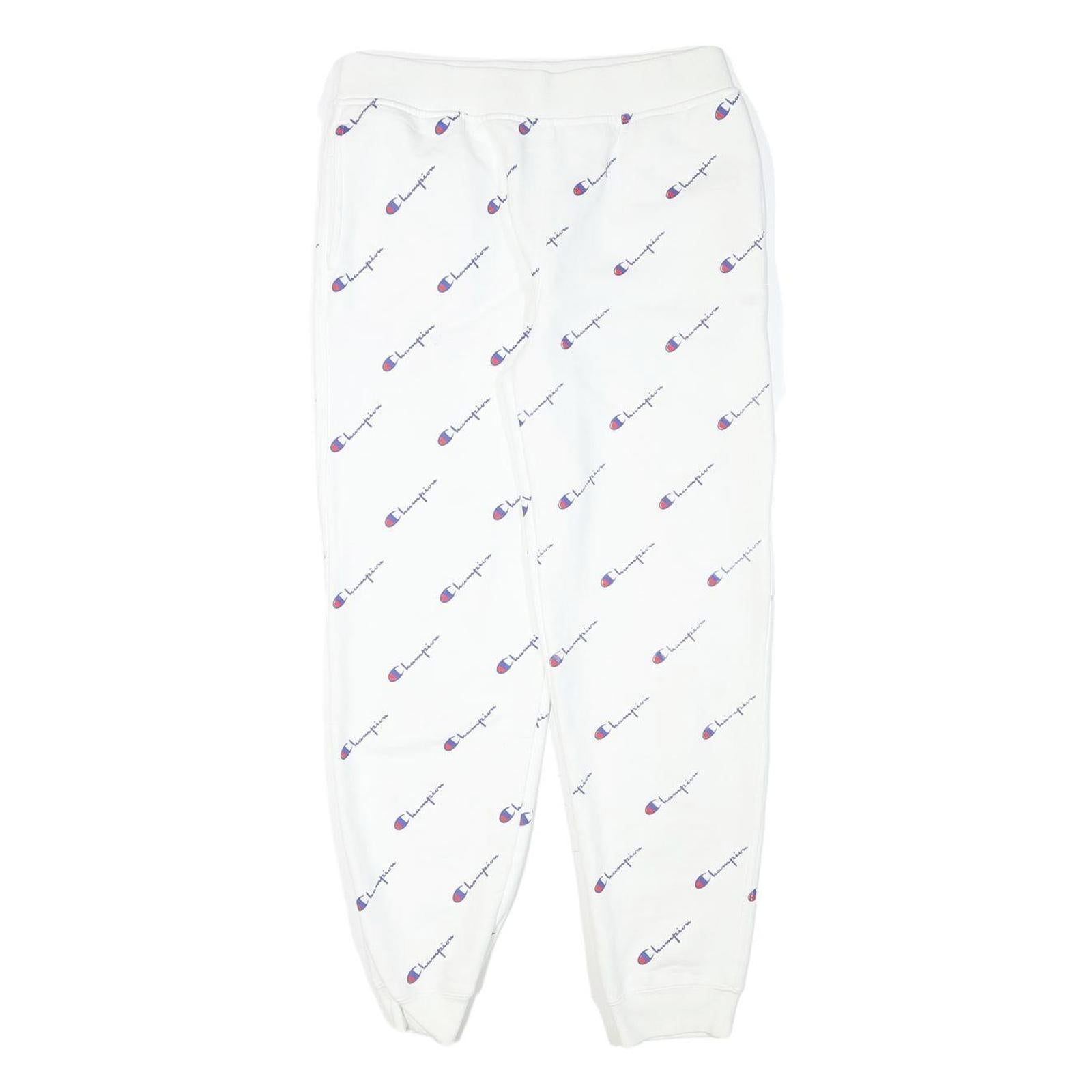 CHAMPION Womens Joggers White All Over Logo Slim Tapered XL W28 L28