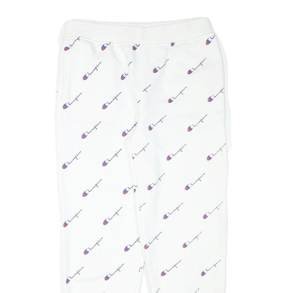 CHAMPION Womens Joggers White All Over Logo Slim Tapered XL W28 L28