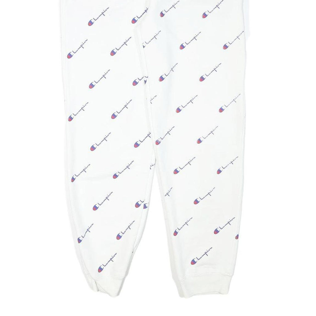 CHAMPION Womens Joggers White All Over Logo Slim Tapered XL W28 L28