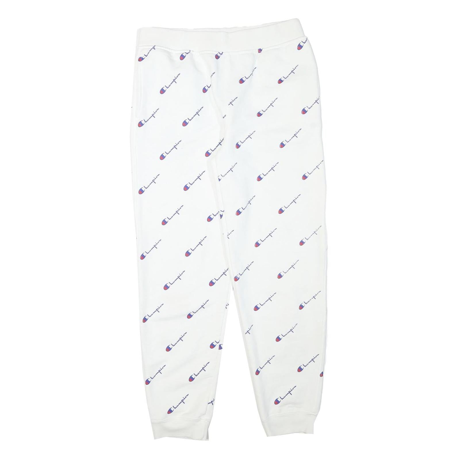 CHAMPION Womens Joggers White All Over Logo Slim Tapered XL W28 L28