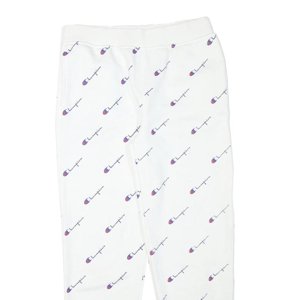 CHAMPION Womens Joggers White All Over Logo Slim Tapered XL W28 L28