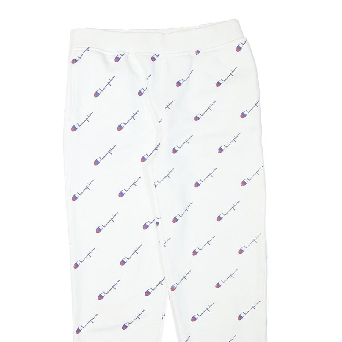 CHAMPION Womens Joggers White All Over Logo Slim Tapered XL W28 L28