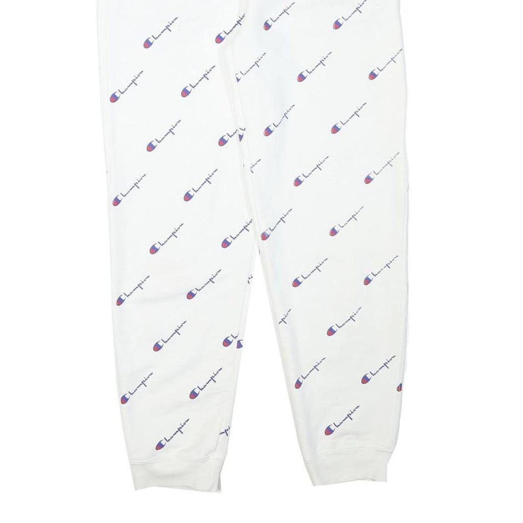 CHAMPION Womens Joggers White All Over Logo Slim Tapered XL W28 L28