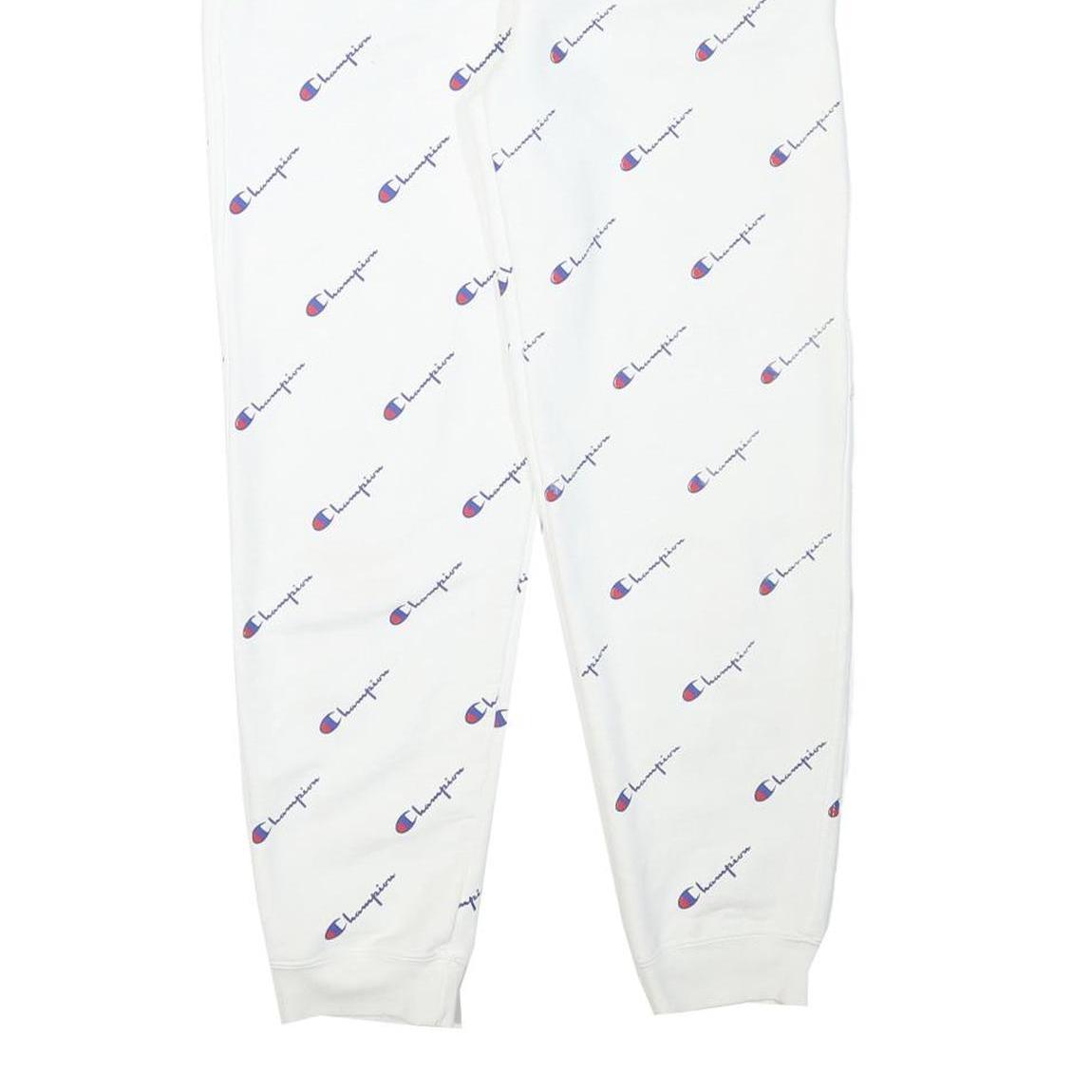 CHAMPION Womens Joggers White All Over Logo Slim Tapered XL W28 L28