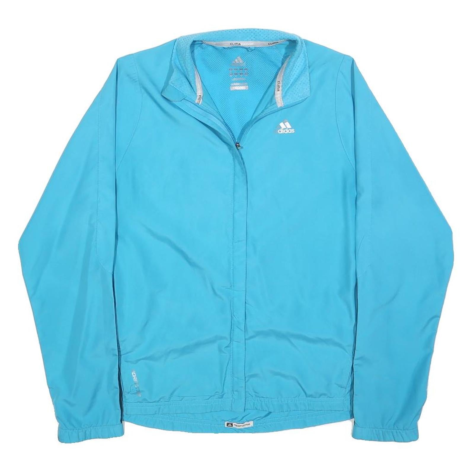 ADIDAS Womens Blue Slim Zip Polyester Blend Jacket Athletic Lightweight Sports