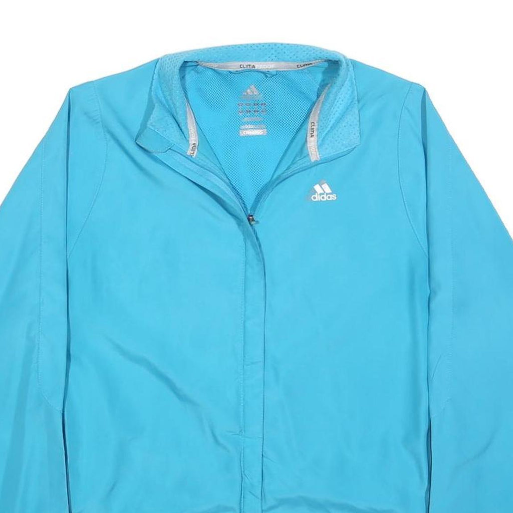 ADIDAS Womens Blue Slim Zip Polyester Blend Jacket Athletic Lightweight Sports
