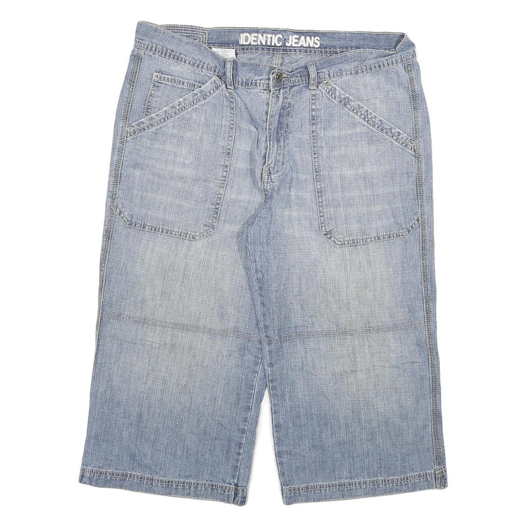 IDENTIC JEAN Mens Denim Blue Casual Shorts XL W34 Relaxed Fit Cotton Blend