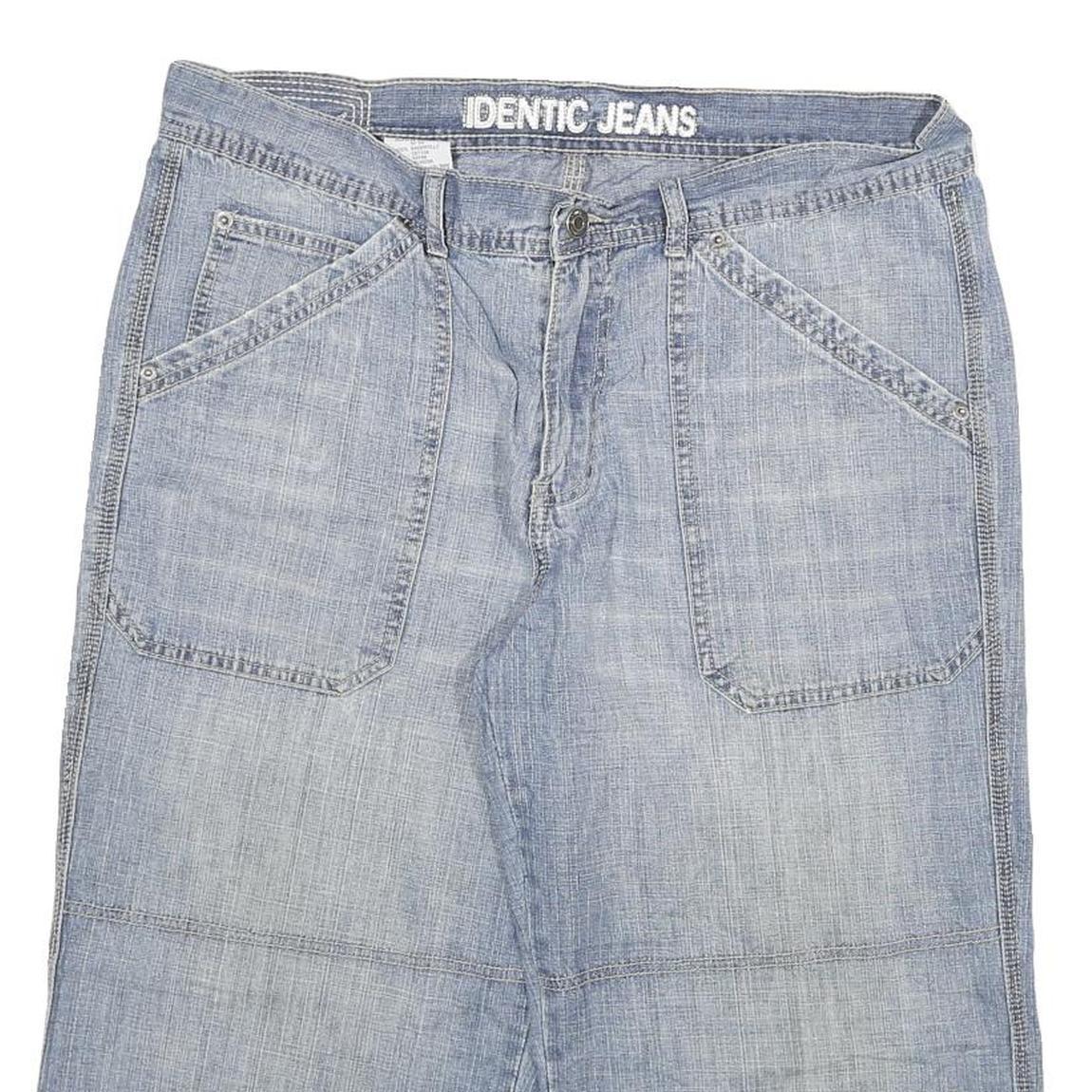 IDENTIC JEAN Mens Denim Blue Casual Shorts XL W34 Relaxed Fit Cotton Blend