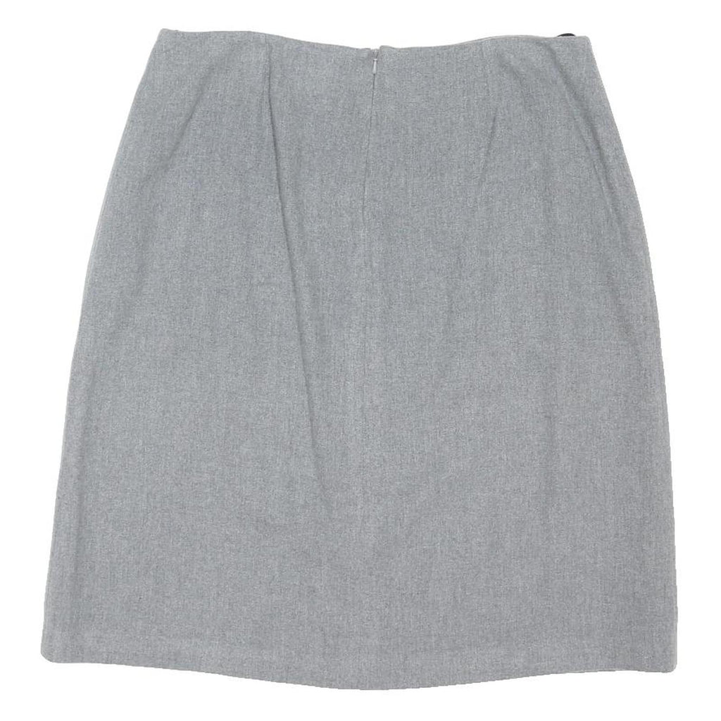 OASIS Womens Grey Wool Straight Knee Length Wool Skirt UK 16 Classic Tailored