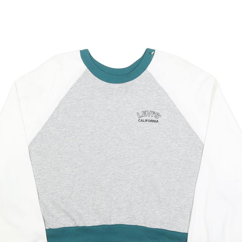 LEVI'S Womens Grey & White Sweatshirt Crew Neck L Cotton Blend Casual Pullover