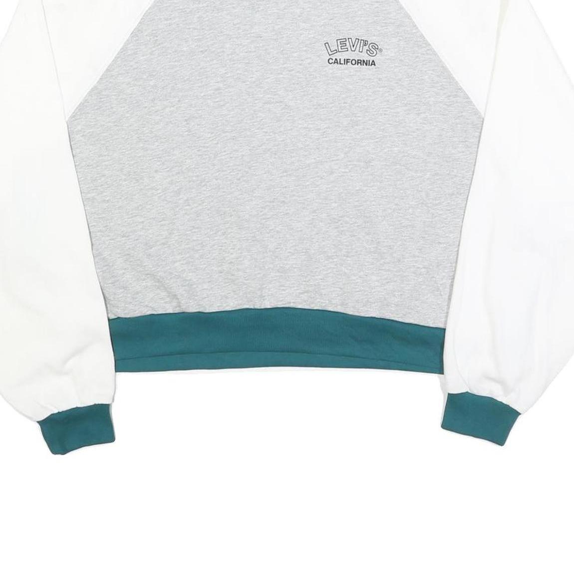 LEVI'S Womens Grey & White Sweatshirt Crew Neck L Cotton Blend Casual Pullover