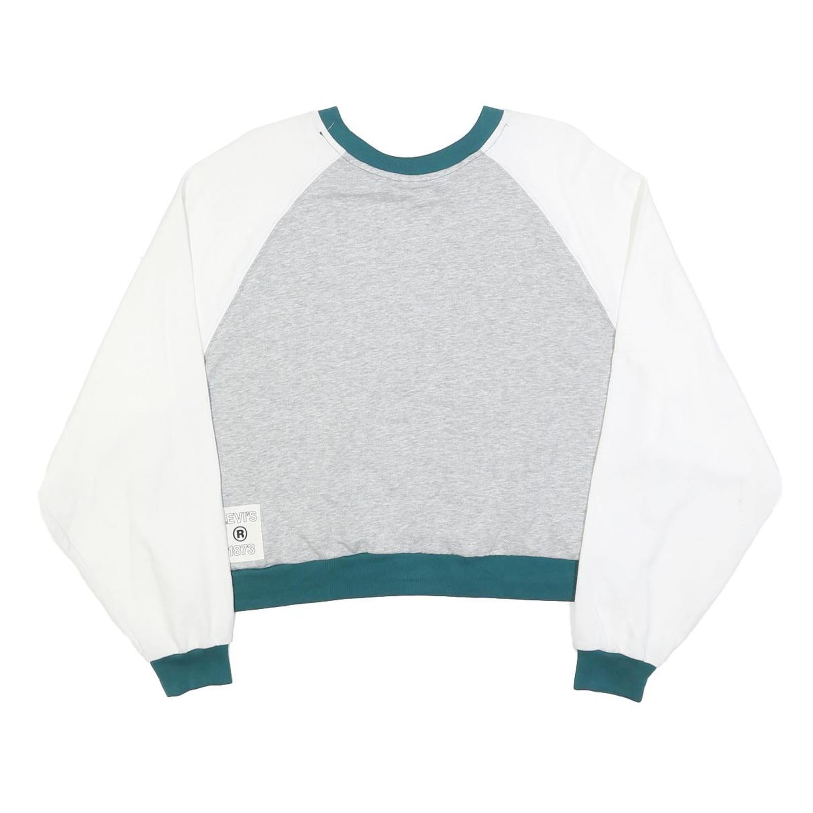 LEVI'S Womens Grey & White Sweatshirt Crew Neck L Cotton Blend Casual Pullover