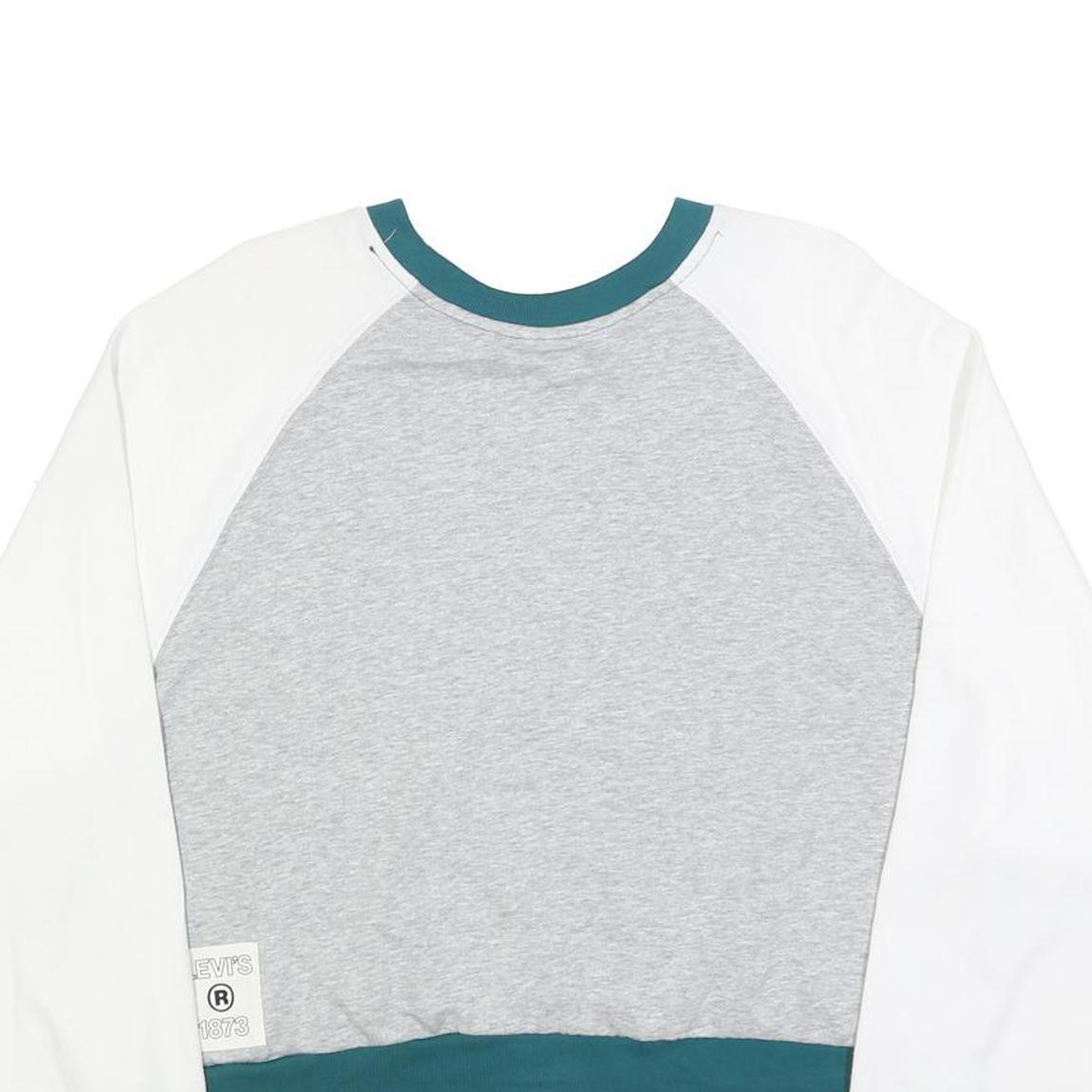 LEVI'S Womens Grey & White Sweatshirt Crew Neck L Cotton Blend Casual Pullover