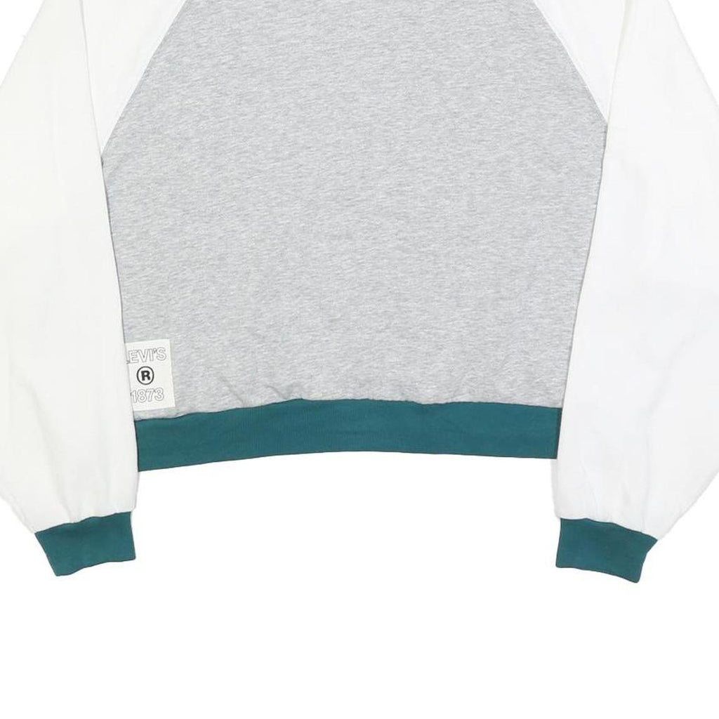 LEVI'S Womens Grey & White Sweatshirt Crew Neck L Cotton Blend Casual Pullover
