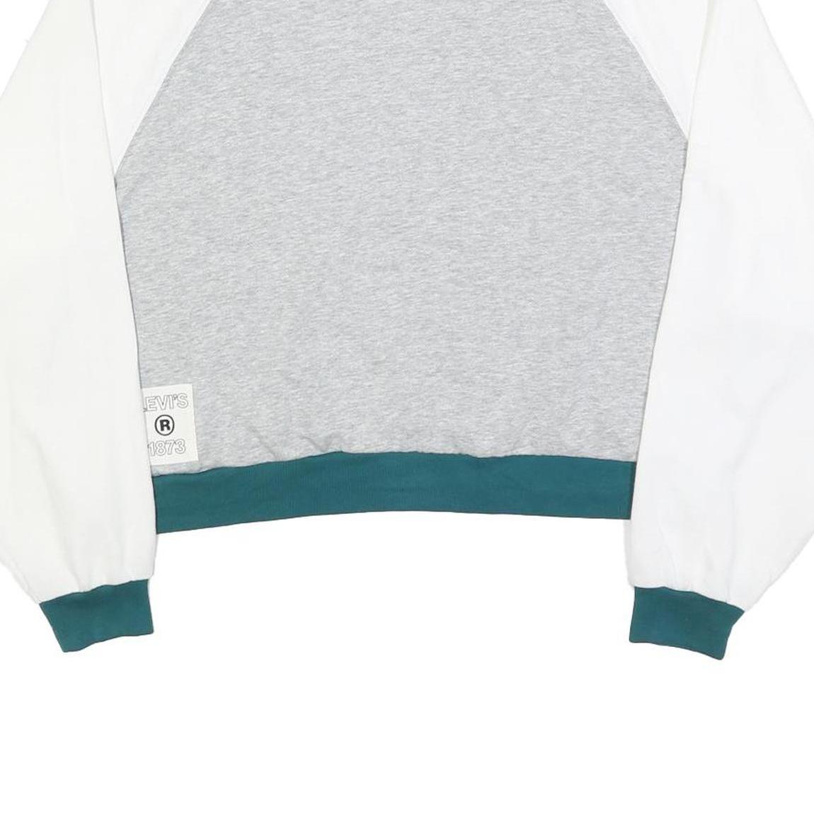 LEVI'S Womens Grey & White Sweatshirt Crew Neck L Cotton Blend Casual Pullover