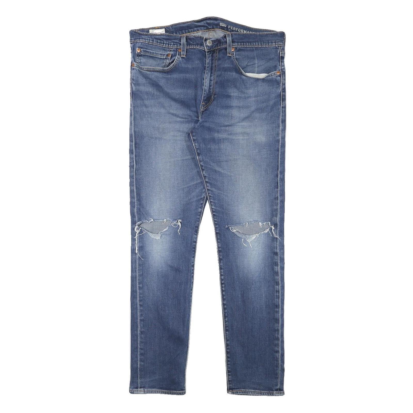 LEVI'S 512 Tapered Mens Jeans Blue Slim Denim Medium W34 L30 Distressed