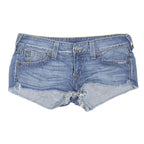 TRUE RELIGION Womens Denim Blue Cut-Off Shorts L W36 Distressed Style
