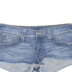 TRUE RELIGION Womens Denim Blue Cut-Off Shorts L W36 Distressed Style