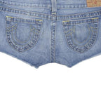 TRUE RELIGION Womens Denim Blue Cut-Off Shorts L W36 Distressed Style