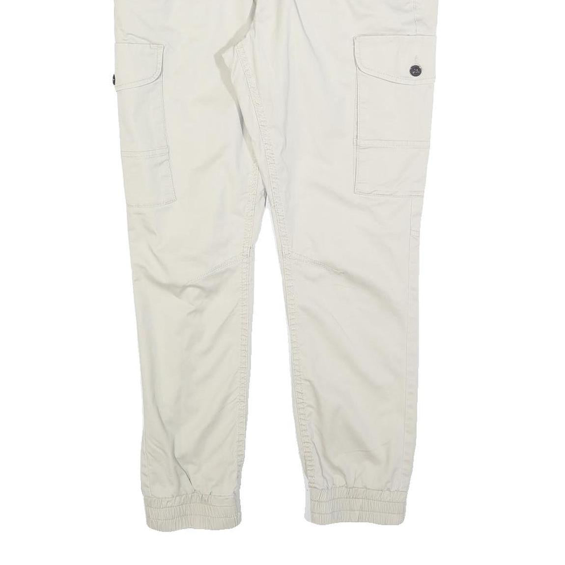 YES OR NO Womens Cotton Blend Cream Slim Tapered Trousers W34 L26 Cargo Pocket