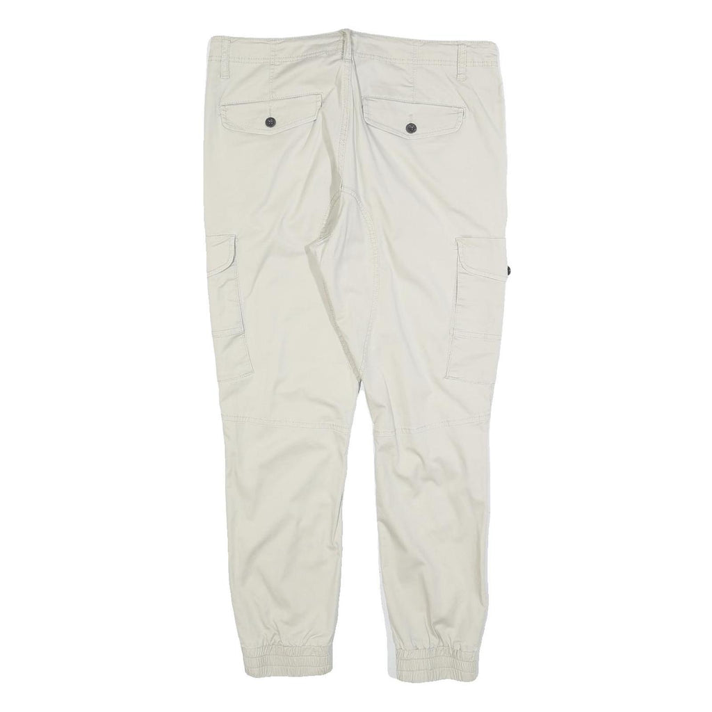 YES OR NO Womens Cotton Blend Cream Slim Tapered Trousers W34 L26 Cargo Pocket