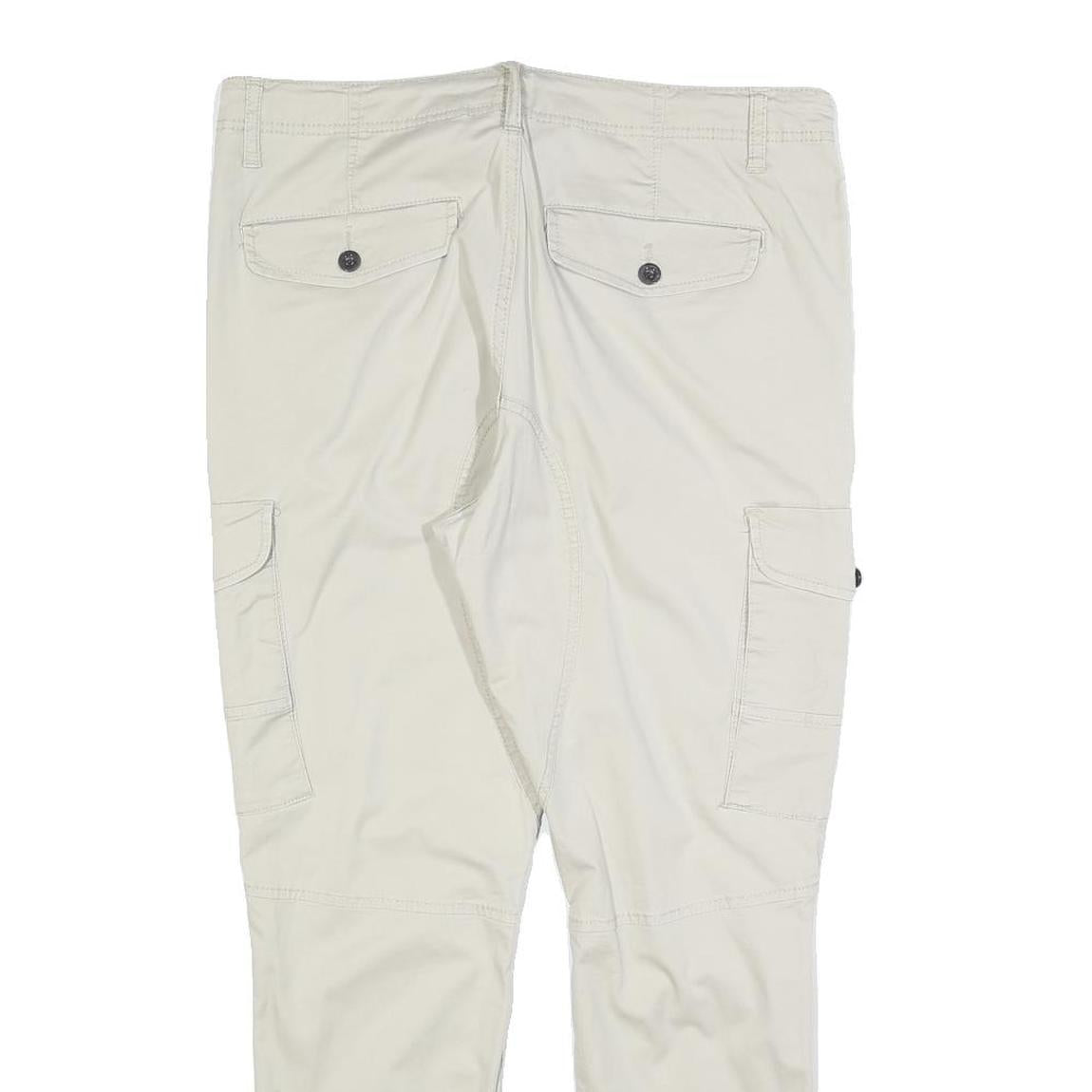 YES OR NO Womens Cotton Blend Cream Slim Tapered Trousers W34 L26 Cargo Pocket