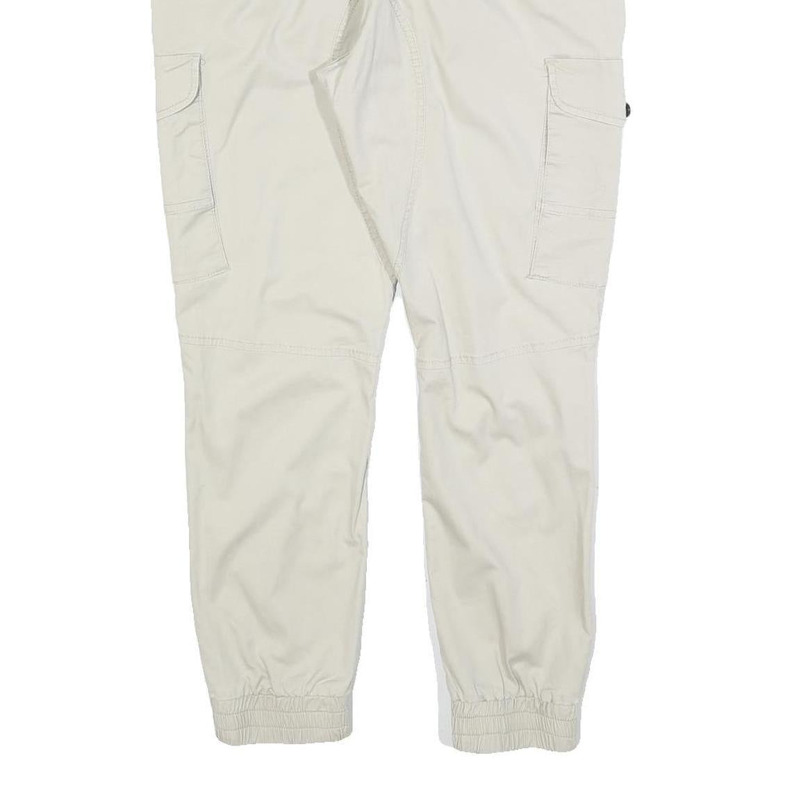 YES OR NO Womens Cotton Blend Cream Slim Tapered Trousers W34 L26 Cargo Pocket