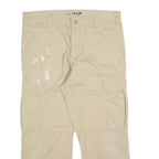 CARHARTT Mens Beige Relaxed Cargo Trousers W36 L27 Cotton Blend Zip Pockets