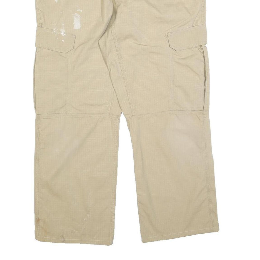 CARHARTT Mens Beige Relaxed Cargo Trousers W36 L27 Cotton Blend Zip Pockets