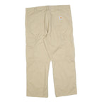 CARHARTT Mens Beige Relaxed Cargo Trousers W36 L27 Cotton Blend Zip Pockets