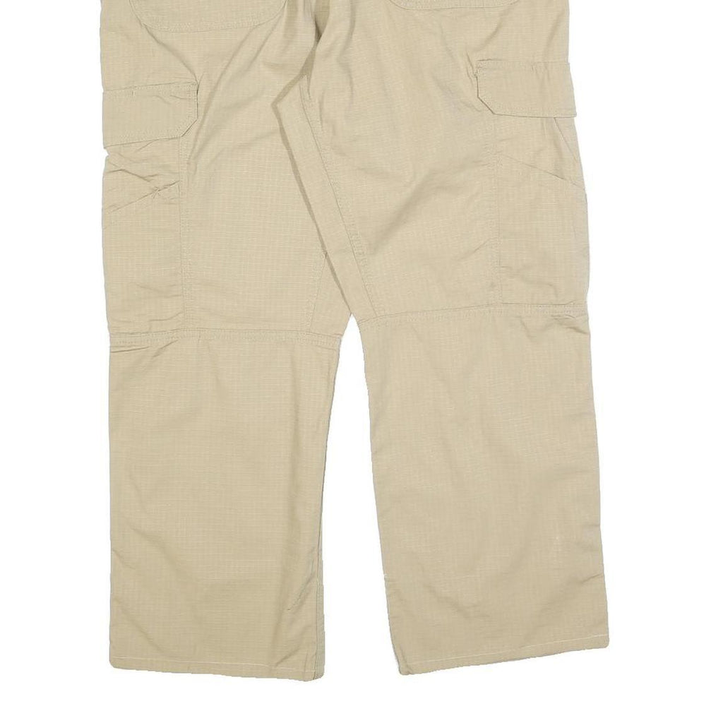 CARHARTT Mens Beige Relaxed Cargo Trousers W36 L27 Cotton Blend Zip Pockets