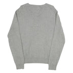 POLO RALPH LAUREN Mens Grey Plain Jumper V-Neck Basic Knit S Cotton Classic