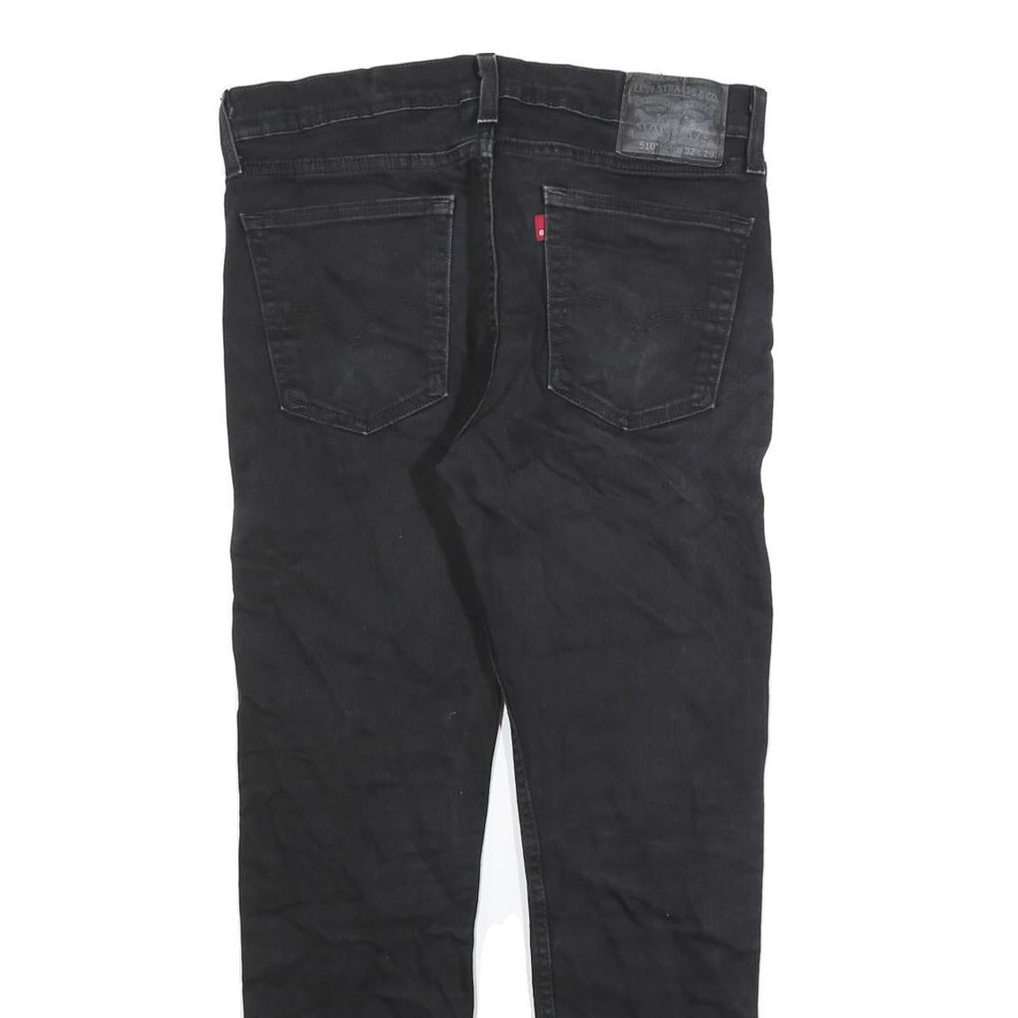 LEVI'S 510 Mens Black Regular Skinny Denim Raw W32 L29 Zip Cotton Blend Jeans