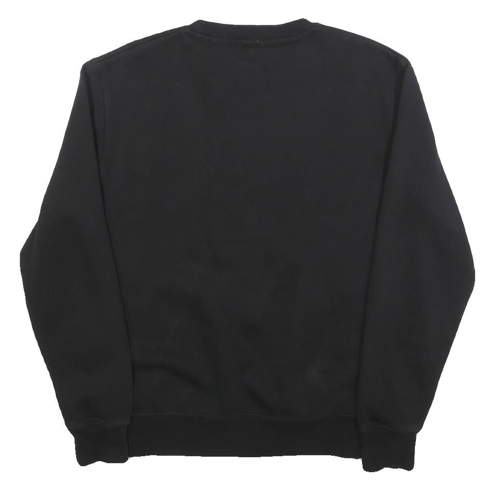 ALPHA INDUSTRIES Mens Black Crew Neck Sweatshirt S Logo Pullover Cotton