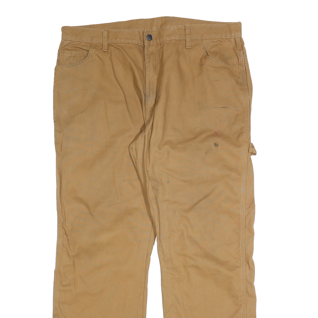 DICKIES Mens Regular Fit Workwear Jeans Beige Cotton Blend W38 L32 Zip